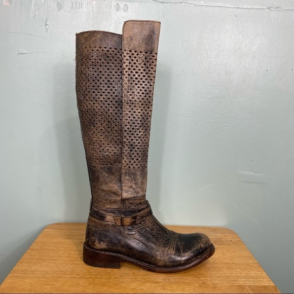Bed Stu‎ Cobbler Series Biltmore Boots Black Brown Distressed Knee High Sz 7 - Picture 1 of 9